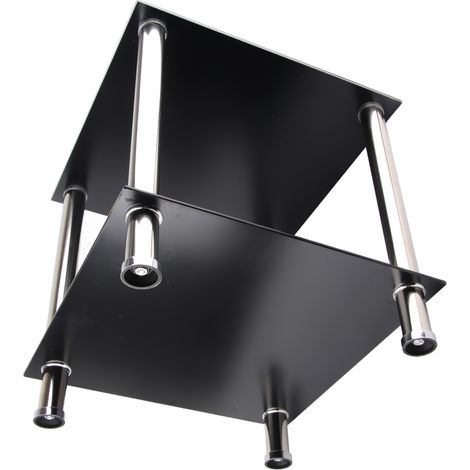 Table d'appoint avec lampe de table basse en verre noir et pieds chromés (1/5)