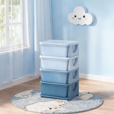 Rangement 4 tiroirs pour enfants bleu plastique 76 cm blau (1/5)