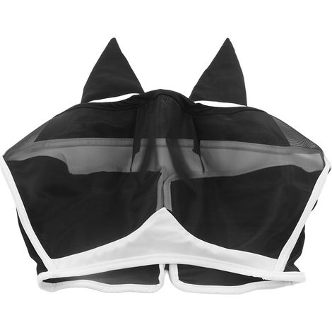 Masque de Protection Respirant Anti-Mouches pour Cheval avec Attache Velcro, Taille Grande Noir (1/5)