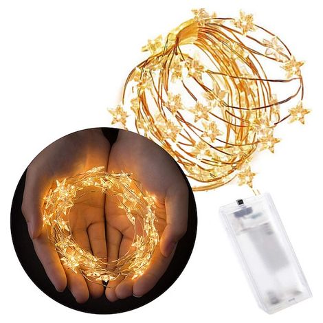 Luci decorative 20 LED, fili a forma di stella, bianco caldo. (1/5)
