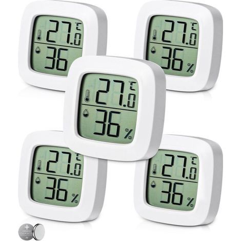 Thermomètre hygromètre numérique 5 pièces – Plage de mesure -20°C à 60°C – Précision ±1°C – Grand écran LCD pour intérieur (1/5)