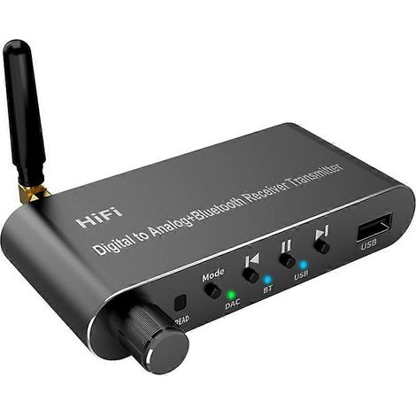 Émetteur-récepteur Bluetooth 5.1, lecture USB, DAC coaxial/optique vers AUX 3,5 mm et R/L pour TV MP3 (1/5)