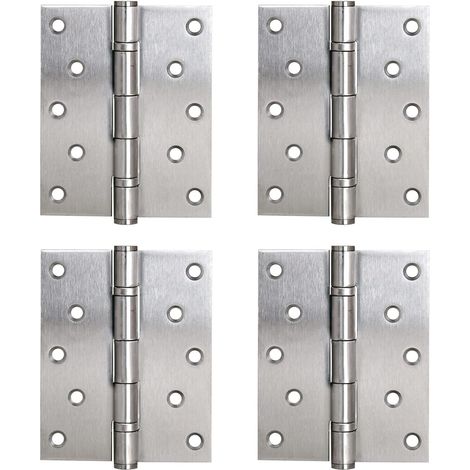 Charnières à Bout Paumelle à Visser Acier Inox à Roulement à Billes Charnière 127 x 102mm pour Portes Intérieures à Recouvrement Jusqu'à 120kg (4 Pièces) (1/5)