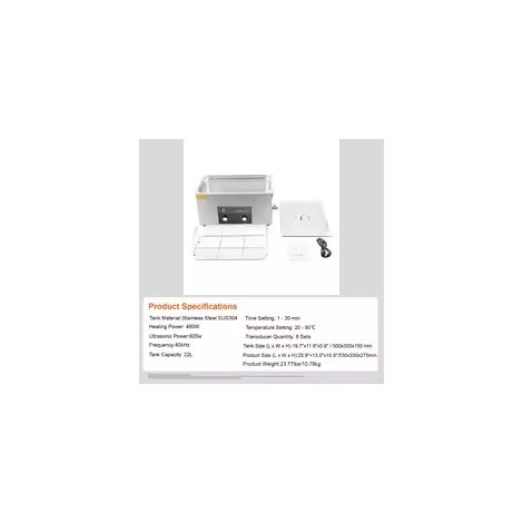 SIHAO 22L 40KHZ Ultraschallreiniger mit Heiztimer für Schmuckreinigung Taste Steuerbrille Ringe Zähne Musikinstrumente Schwarz