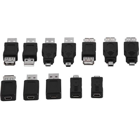 Lot de 12 adaptateurs USB 2.0 mâles/femelles pour micro et mini connecteurs (1/5)