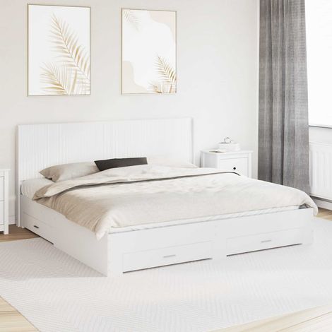 vidaXL Bed Frame with Storage and Headboard White Engineered Wood (1/5)