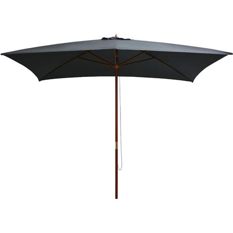 Parasol d'extérieur avec mât en bois 200x300 cm anthracite (1/5)