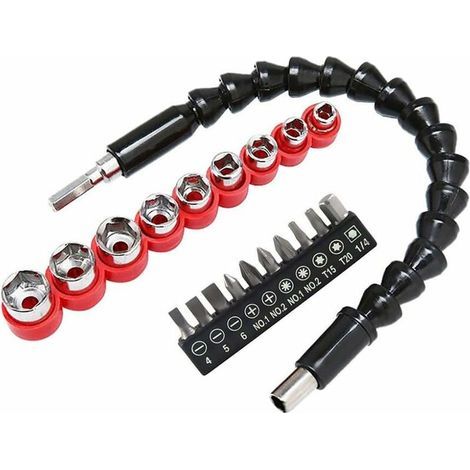 295 mm Flexible Extention Enhanced Soft Drill Electric Screwdriver Bit Set avec 10 embouts et embouts hexagonaux (5 mm - 13 mm) an Ideal Tool for Hardware Maintenance and Repair (1/5)