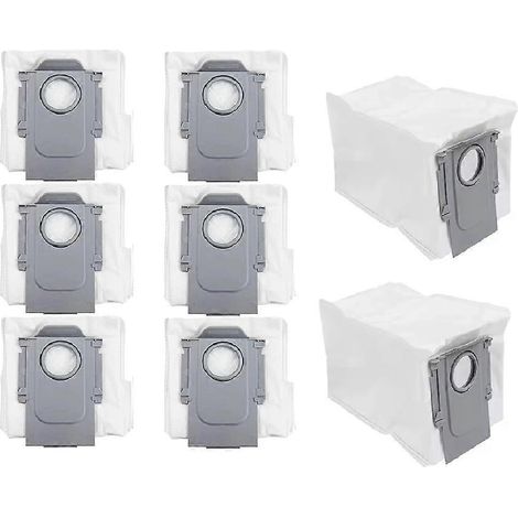 Lot de 8 sacs à poussière compatibles avec les aspirateurs robots Roborock S8 Maxv Ultra/P10 A7400RR/QRevo Pro/QRevo Plus