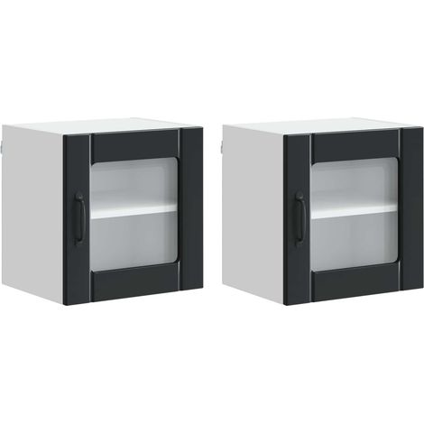 Maison Exclusive - Armario de vidrio para pared LUCCA 2 pcs Negro