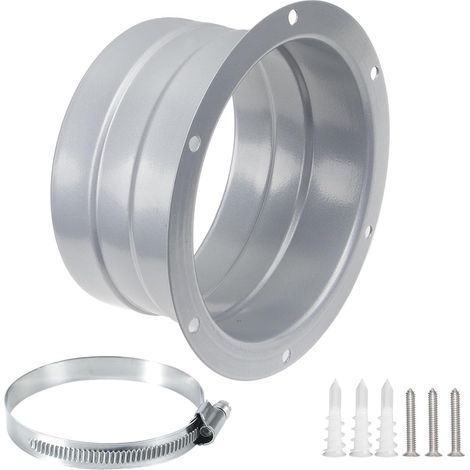 100MM Bride de Rraccordement en Métal, Tube Rond Bride de Fixation Murale Connecteur, Adaptateur de Bride de Connexion avec des Pinces et Vis, pour Conduit de Ventilateur Flexible de Cuisine (1/5)