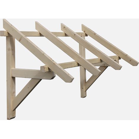 Kordo – Auvent en sapin épicéa 139 cm – Structure pour porte d'entrée – Surface à couvrir 1,12 m² – Prévoir traitement pour durabilité (1/4)