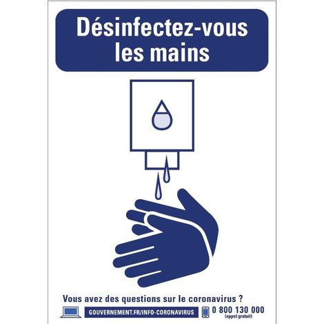 PROVOST - Panneau désinfection des mains en PVC - Lot de 5