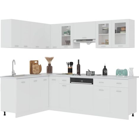 Maison Exclusive - Set Armadi da Cucina 11 pz Lyon Bianco in Truciolato (1/5)
