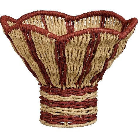 Panier de rangement rond et corbeille décorative en papier tressé rouge et marron H20 x Ø28 cm - PANGIVO (1/5)