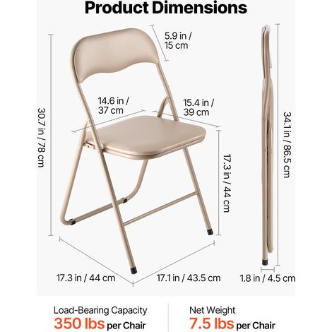 Lot de 4 Chaises Pliantes Portables Chaise de Salle à Manger en (1/5)