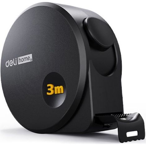 Mètre ruban autobloquant DELI, règle en acier de haute précision - noir / 3 m Noir (1/5)