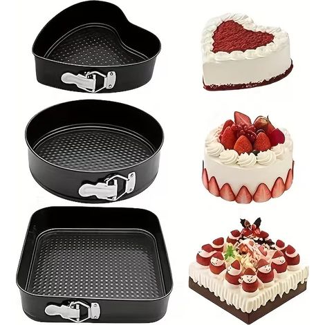 Piezas de moldes para pasteles, juego de moldes de 18 cm/22 cm/24 cm, antiadherentes con base extraíble, para tartas de queso, pizzas y quiches. (1/5)