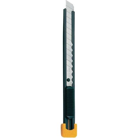 Couteau utilitaire compact OLFA avec verrouillage automatique, manche en métal et lame de 9 mm