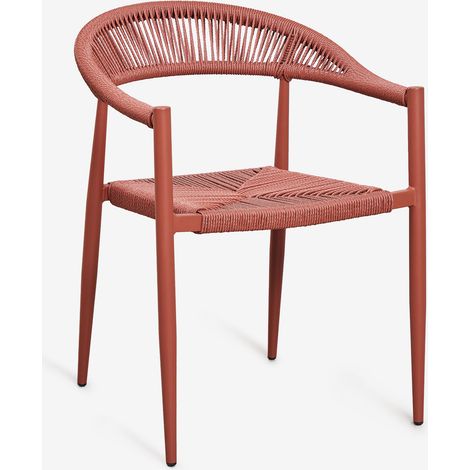 Silla de comedor apilable con reposabrazos en aluminio y ratán sintético Amatria SKLUM             