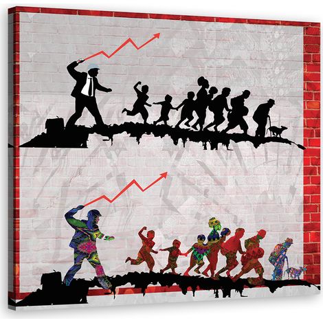Quadro su tela, Banksy la frusta - 30x30 (1/4)