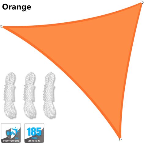 (Orange, 300x300x300CM) Auvent triangulaire imperméable, pergola extérieure, voile d'ombrage pour terrasse de jardin et piscine (1/5)