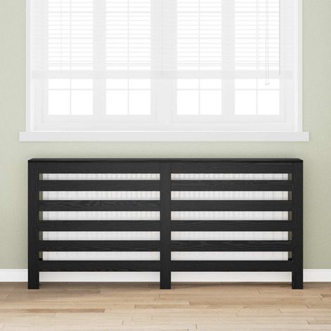 Cache-radiateur 175 x 20 x 82 cm en bois d’ingénierie chêne noir avec étagère - PANGIVO (1/5)