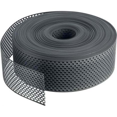 Grille d'aération en PVC 60 m – Largeur 50 mm – Maille ovale anti-insectes – Pour toiture et gouttière – 2 rouleaux