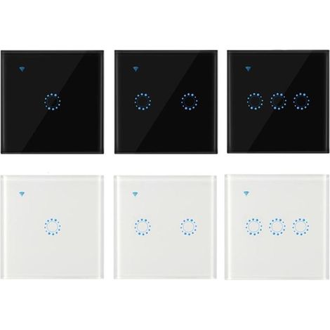 Intelligenter WLAN-Lichtschalter, kompatibel mit Alexa, App-Steuerung, Bluetooth-Wandschalter, Weiß/Schwarz, 1/2/3-fach (1/4)