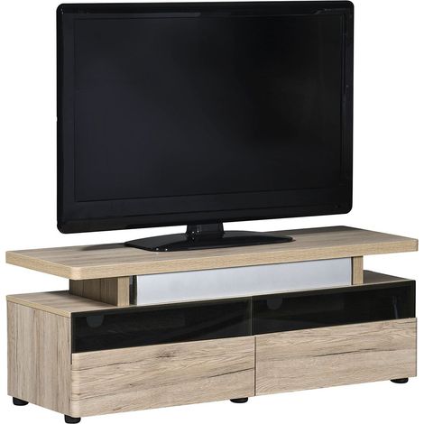 Meuble TV pour télévisions de 55 pouces maximum, 120 x 42 x 45 cm, Finition chêne Sanremo (1/5)