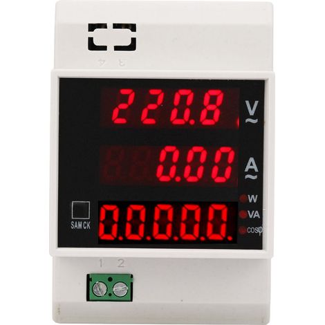 Compteur d'énergie numérique sur rail DIN, LED, facteur de puissance actif, multifonctionnel (1/5)