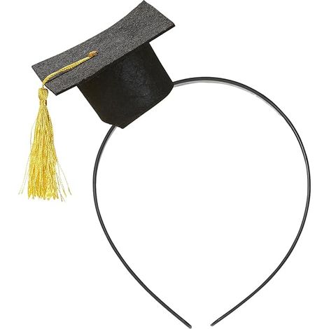 Bandeau pour toque de remise de diplôme, bandeau noir en forme de mortier avec pompon doré, accessoire pour cheveux destiné aux étudiants diplômés de 2024 (licence). (1/5)