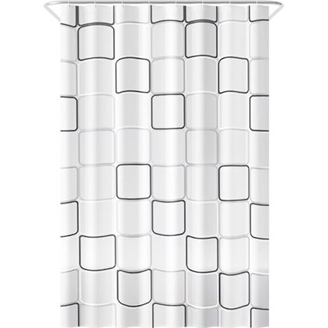 Rideau de douche anti-moisissure - 120 x 200 cm - Cube Polyester - Anneaux inclus - Rideaux de douche - Rideau de douche anti-moisissure - Rideau de douche Bain - Rideau de douche Cube