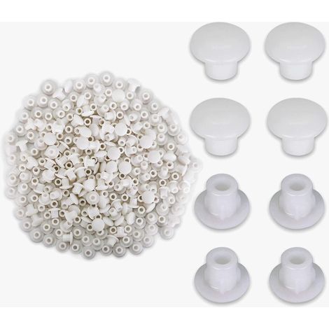 Capuchons de vis ronds blancs en plastique, 500 pièces, bouchons de trous 12x5mm, pour meubles, étagères et armoires (1/5)