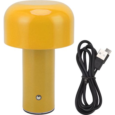 Lampe de bureau LED, design champignon, chargement USB, 3 températures de couleur, lampe tactile, jaune doré (1/5)