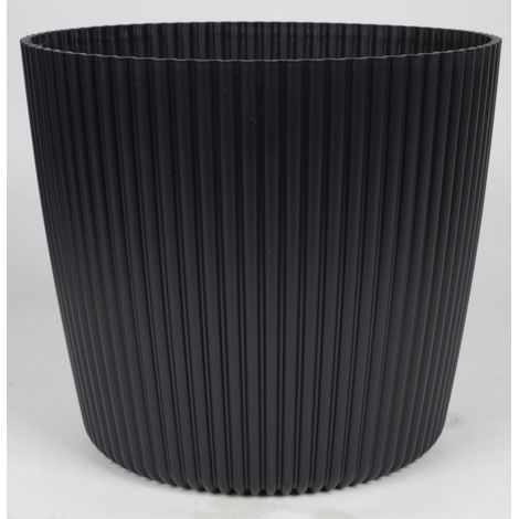 BURI Übertopf Milly 30cm Rillen Rund Kunststoff Blumenkübel Pflanze Kräutergefäß (1/5)