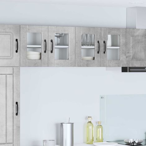 vidaXL Cabinet en verre mural PORTO 2 pcs Gris béton 60 x 31 x 40 cm