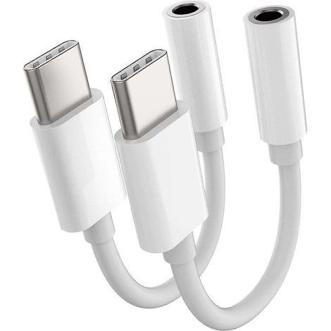 Lot de 2 adaptateurs USB-C vers prise casque 3,5 mm, convertisseur audio AUX USB-C Type-C Android, compatible avec Google Pixel 6/5, S21/S20/S10/S9 Ultra/Note et iPad. (1/5)