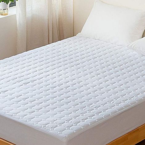 Extra tiefer, gesteppter Matratzenschoner, ultraweich und atmungsaktiv mit elastischem Rand (Einzelbett) – Weiß (1/5)
