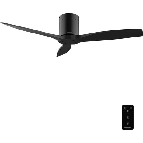 Cecotec Ventilador de Techo con Mando a Distancia de 52" EnergySilence Aero 5400 Classic Black&Black. Motor DC 40W, 3 Aspas, 6 Velocidades, Temporizador hasta 8h, Modo Winter/Summer