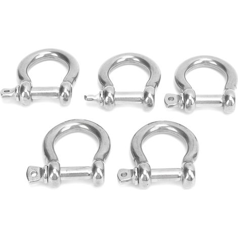Set aus 5 korrosionsbeständigen D-Ring-Schäkeln aus Edelstahl, ideal für Camping, Wandern und Outdoor-Sportarten (M10, maximale Belastung 320 kg). (1/5)