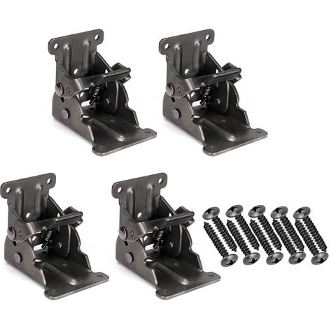 Charnière Pliante Autobloquante Supports de Pieds de Table Rabattable Support Pliable Raccords de Jambe Accolade de Coin pour Établi Pliant en Fer avec Bronze Foncé Paquet de 4 (1/5)