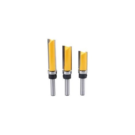 3-teiliges 8-mm-Schaft-Bündigfräser-Set, Bündigfräser, Kopierfräser mit Kugellager, Holzbearbeitungs-Fräswerkzeuge H563 - Crezuo