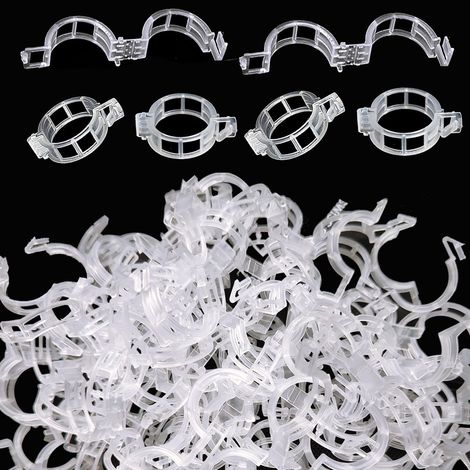 50 clip di plastica per piante, tralicci per pomodori, viti, piante rampicanti da giardino, fissaggio di steli e viti, colore bianco (1/5)