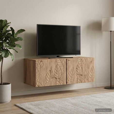 Meuble TV mural 2 portes en bois d’ingénierie chêne artisanal 78,5 x 31 x 30 cm, 13.73kg - PANGIVO (1/5)