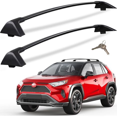 Barres transversales de toit de 117,9 kg pour Toyota RAV4 2019-2024, barres transversales en aluminium robuste, antivol verrouillable, noir (ne convient pas pour l'aventure/TRD tout-terrain)