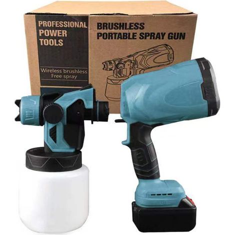 Pistola a spruzzo per vernice senza fili, pistola a spruzzo per vernice senza fili da 21 V, pistola a spruzzo per vernice a batteria per mobili, recinzioni, porte, pareti
