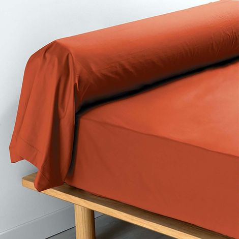 Taie De Traversin 85x185 cm Percale Rouge Argile. (1/2)
