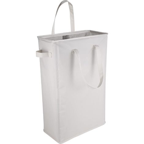Paniers à Linge avec Poignées, Pliable Panier Mince Sac en Tissue Oxford Rectangulaire Corbeilles de Rangement pour Salle Bain 39x19x60CM (Beige) (1/5)