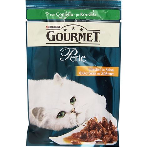 gourmet perle - alimento umido per gatto, filettini in salsa con coniglio. (1/5)